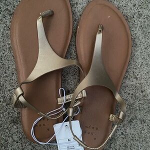 a new day Gold Leather Thong Sandals